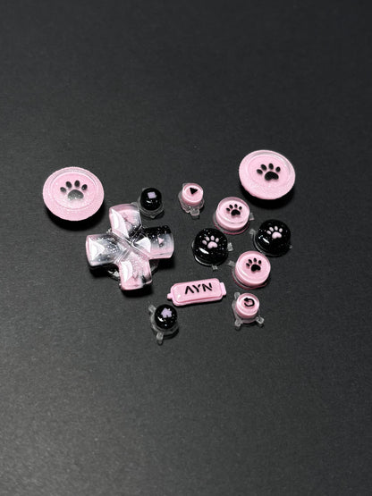 Black Pink Paw Buttons & Thumbstick Caps for AYN Thor