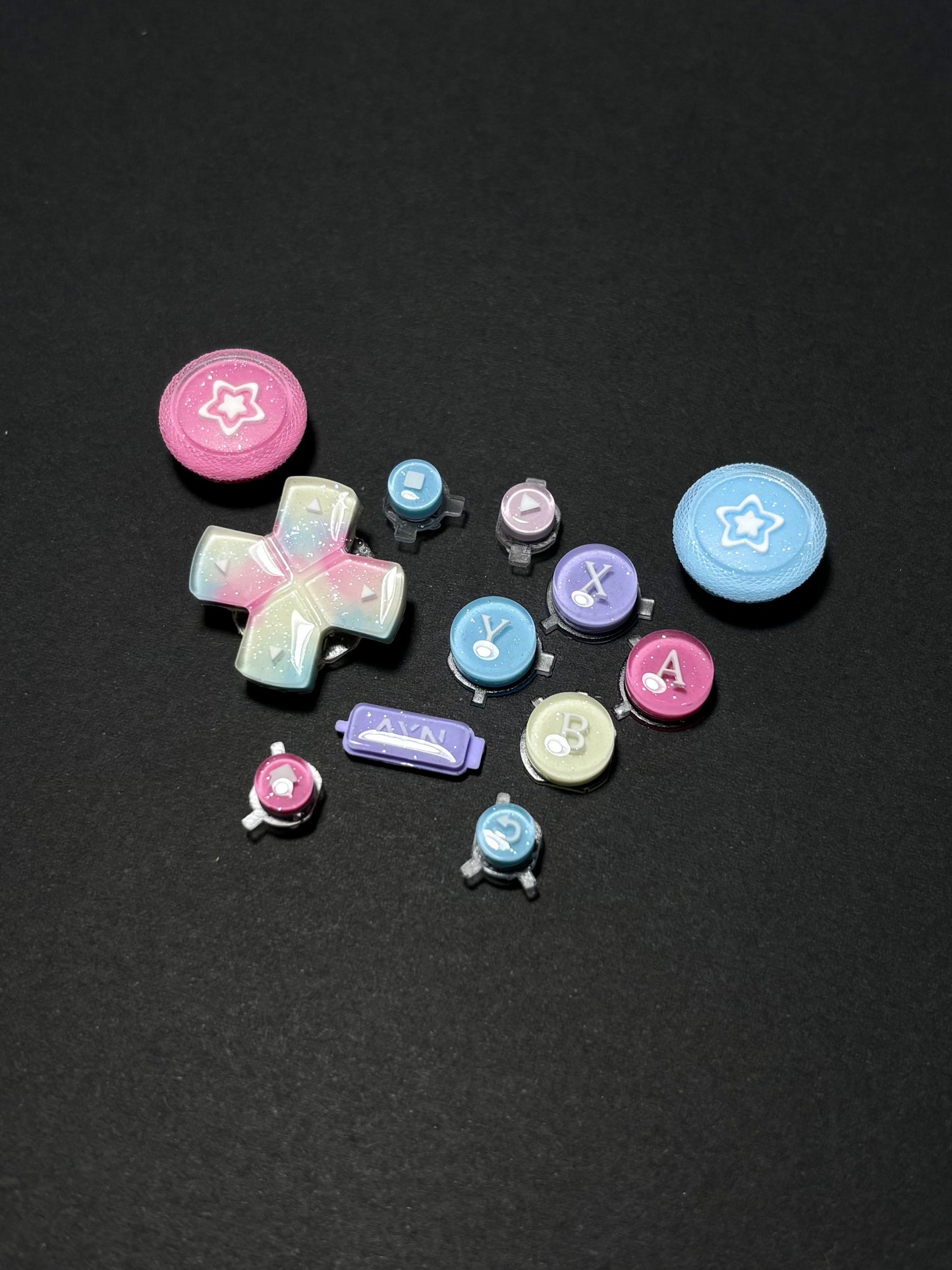 Pastel Rainbow Star Buttons & Thumbstick Caps for AYN Thor