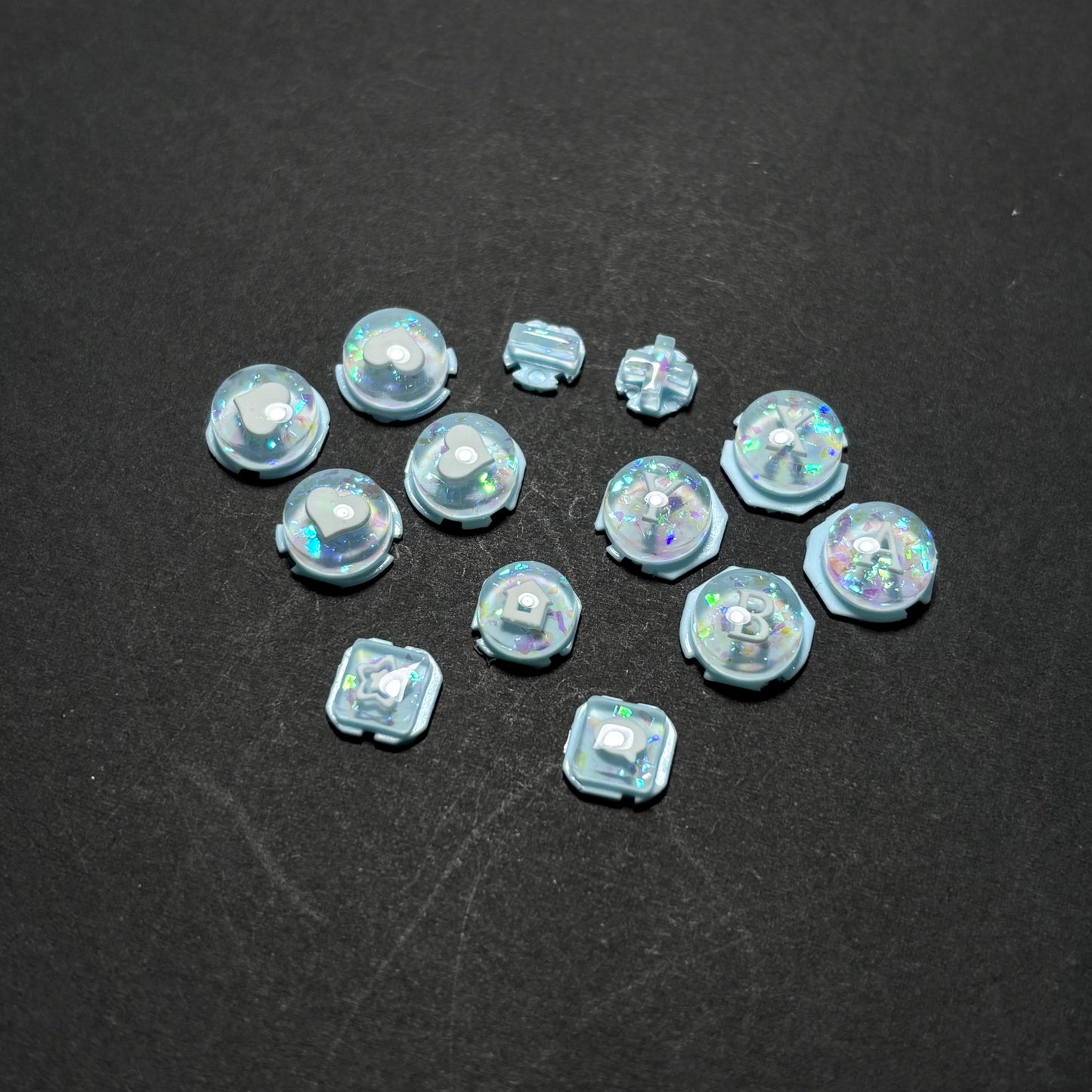 Iridescent Blue Resin Buttons for Switch 2