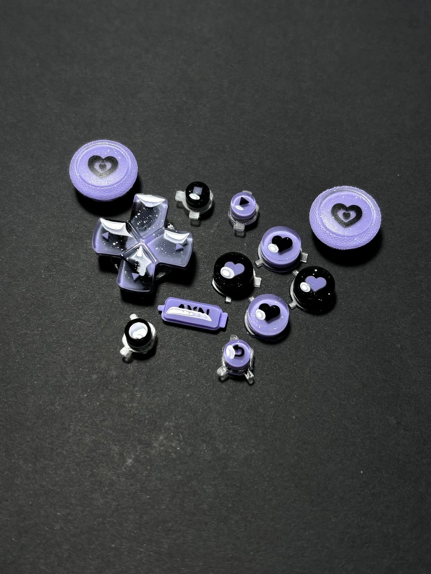 Midnight Lavender Hearts | AYN Thor Buttons & Thumbsticks