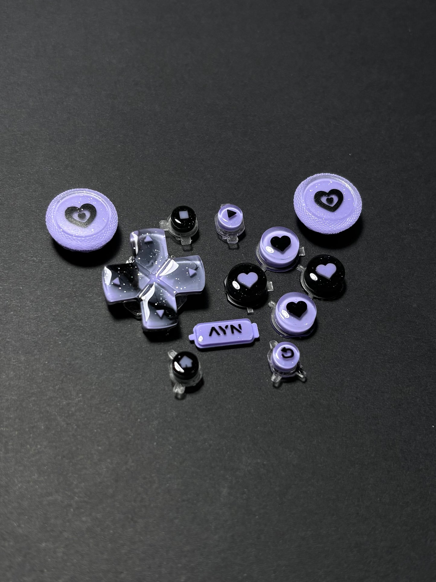 Midnight Lavender Hearts | AYN Thor Buttons & Thumbsticks