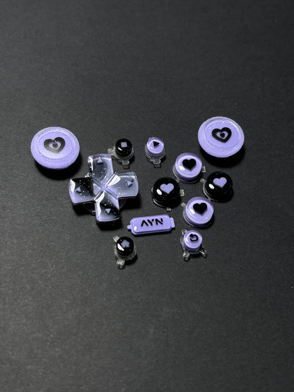 Midnight Lavender Hearts | AYN Thor Buttons & Thumbsticks