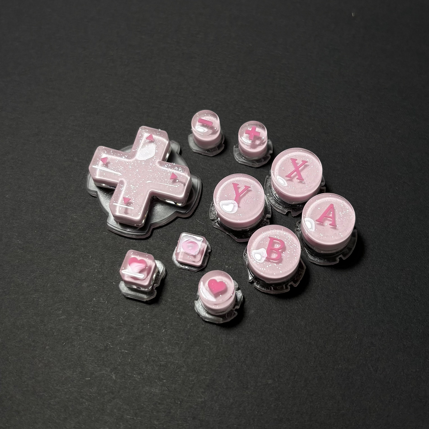 Sweet Pink Glitter Buttons for Switch Pro 2