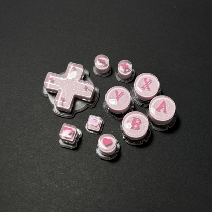 Sweet Pink Glitter Buttons for Switch Pro 2