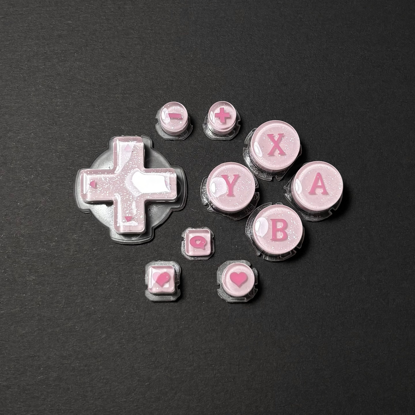 Sweet Pink Glitter Buttons for Switch Pro 2