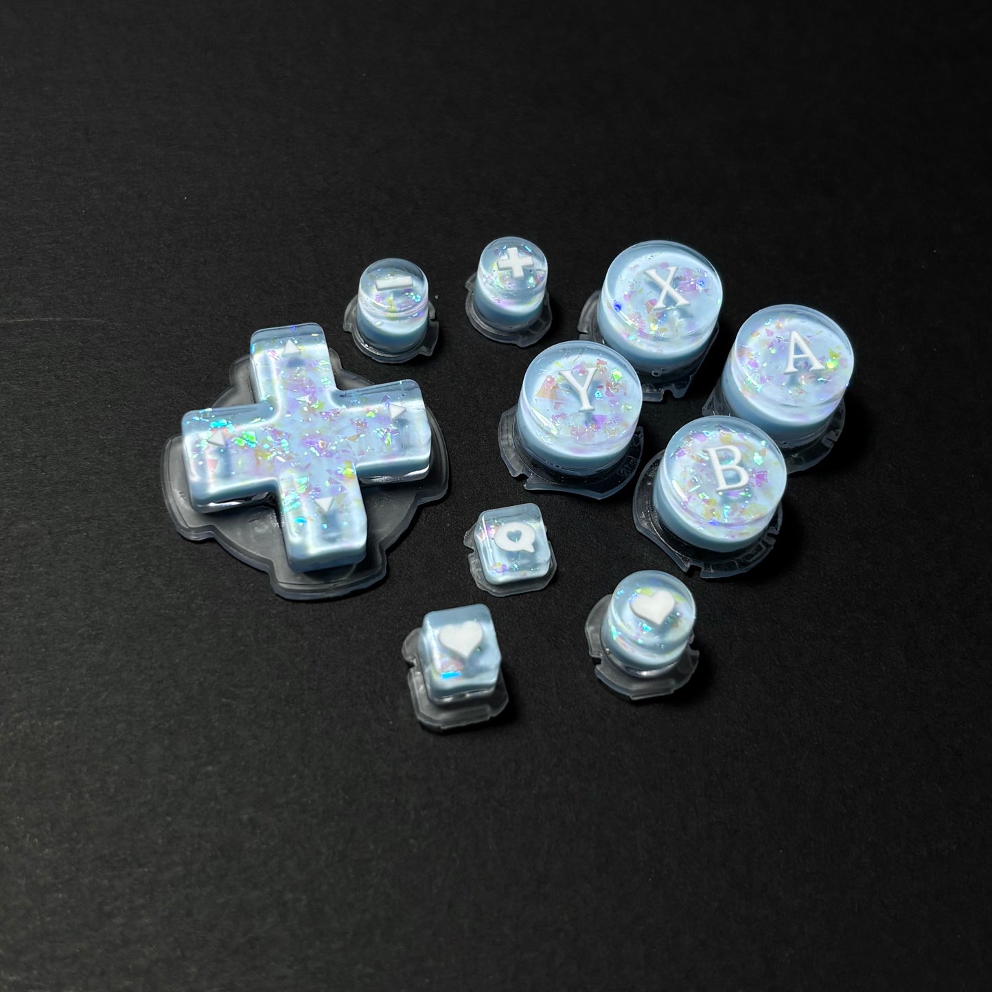 Blue Glitter Resin Buttons for Switch Pro 2