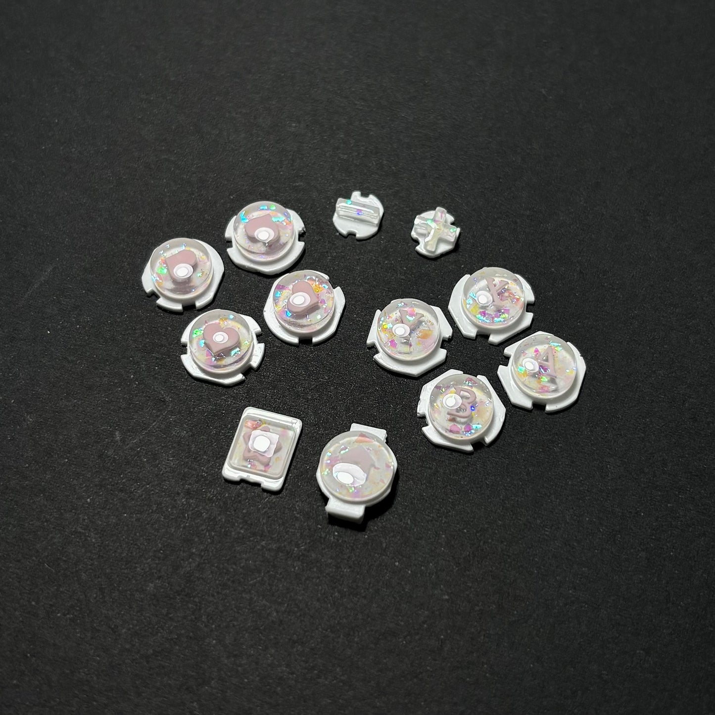 White Opal Heart Resin Buttons for Nintendo Switch