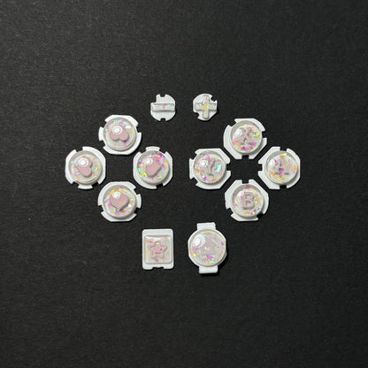 White Opal Heart Resin Buttons for Nintendo Switch