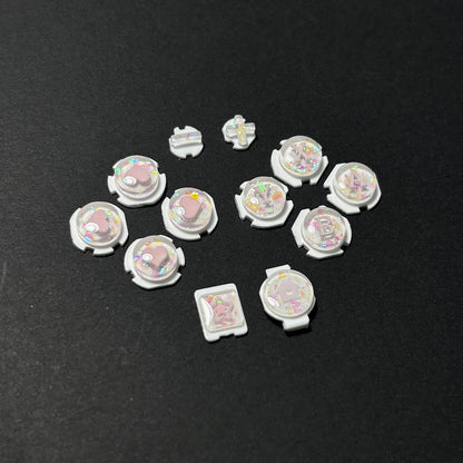 White Opal Heart Resin Buttons for Nintendo Switch