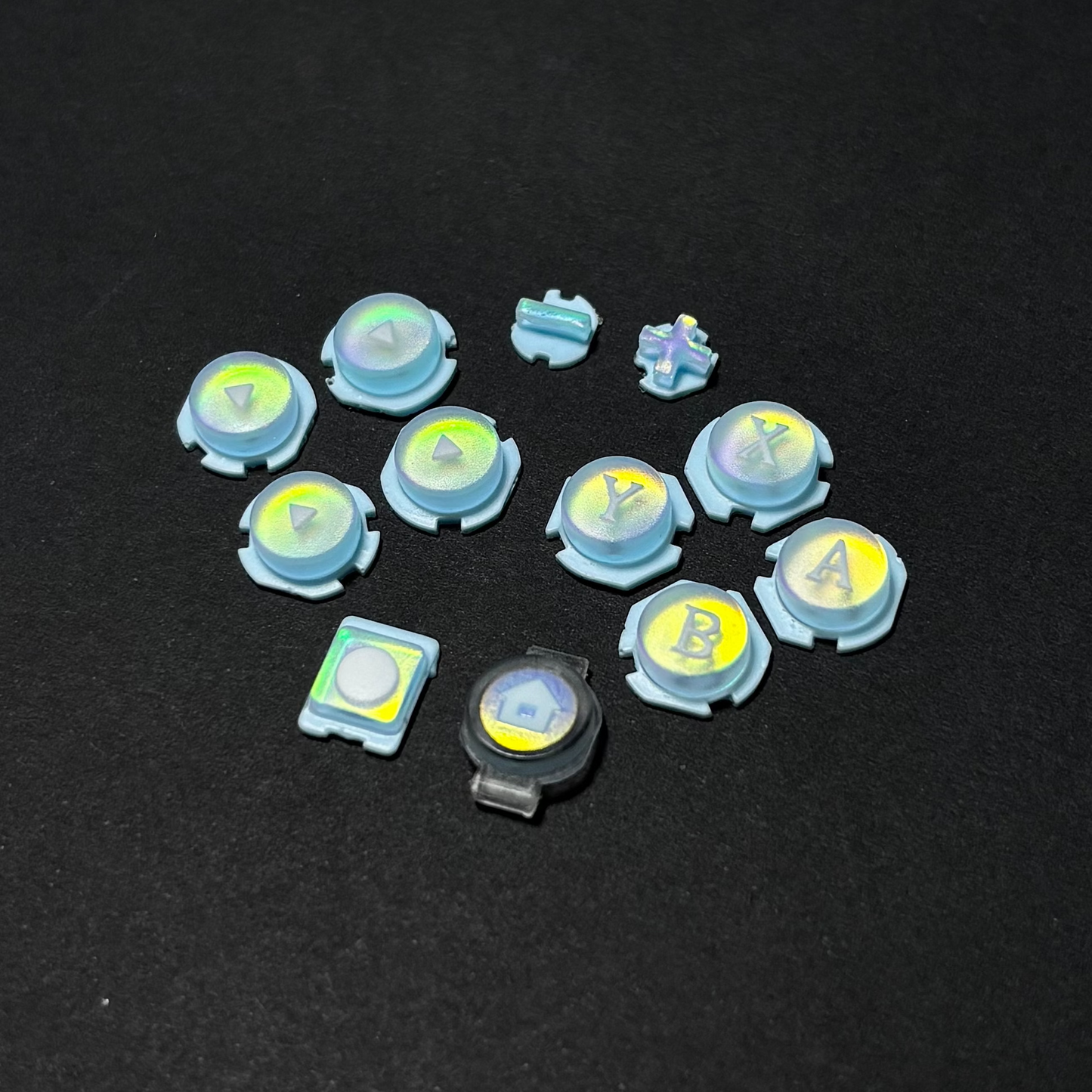 Frosted Blue Holographic Resin Buttons for Nintendo Switch