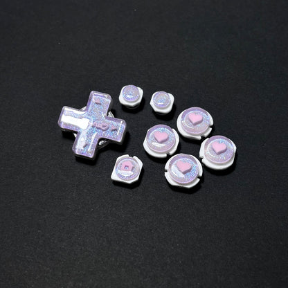 Lavender Heart Glitter Resin Buttons for New 2DS XL