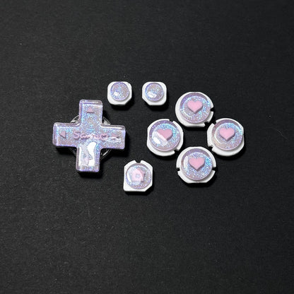 Lavender Heart Glitter Resin Buttons for New 2DS XL