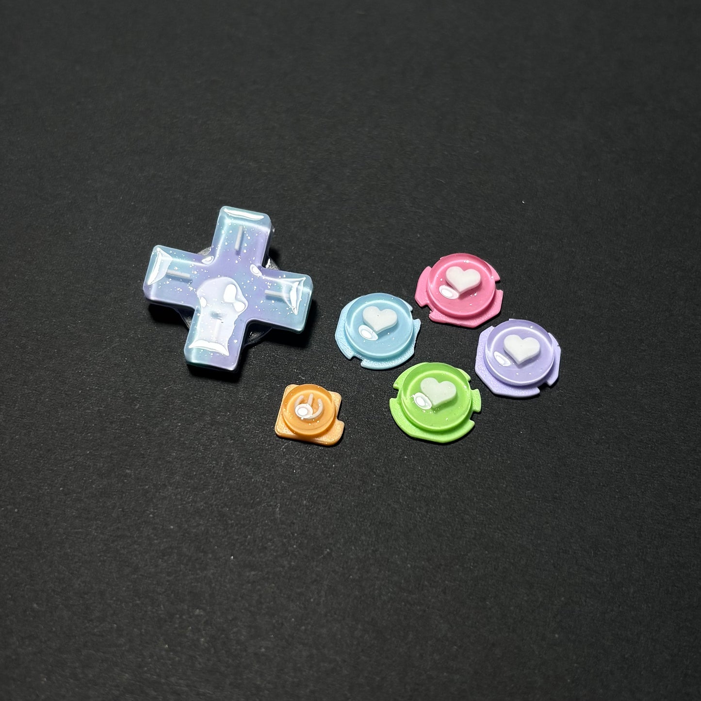 Rainbow Pearl Heart Resin Buttons for Nintendo 3DS XL