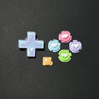Rainbow Pearl Heart Resin Buttons for Nintendo 3DS XL