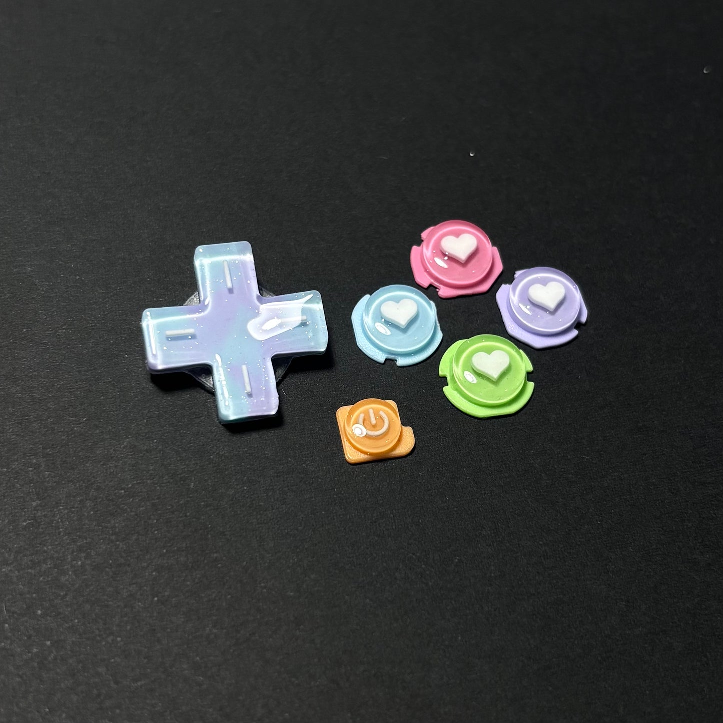 Rainbow Pearl Heart Resin Buttons for Nintendo 3DS XL