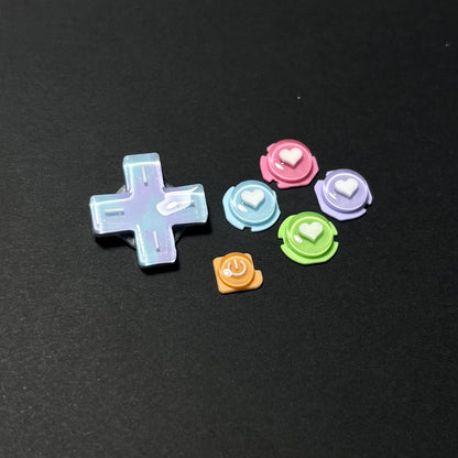 Rainbow Pearl Heart Resin Buttons for Nintendo 3DS XL