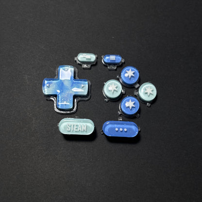 Blue Snowflake Pearl Shimmer Custom Button for Steam Deck