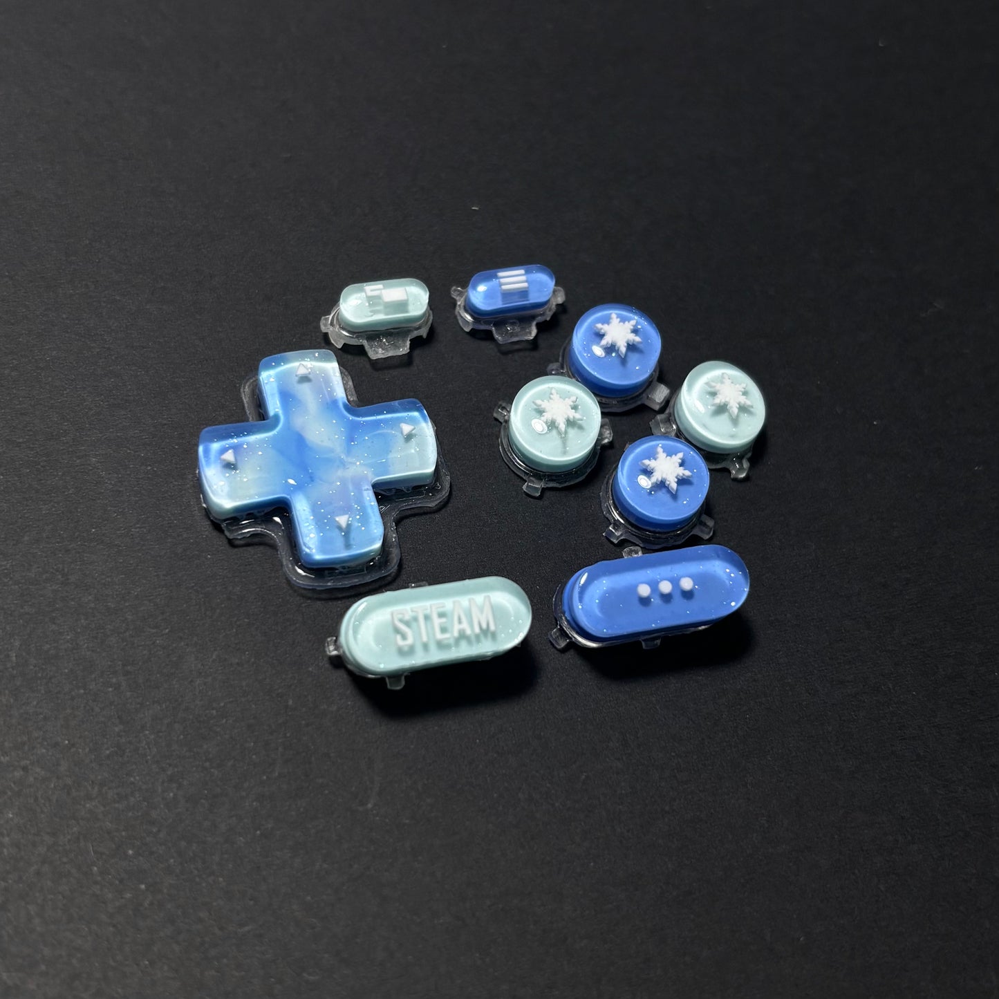 Blue Snowflake Pearl Shimmer Custom Button for Steam Deck