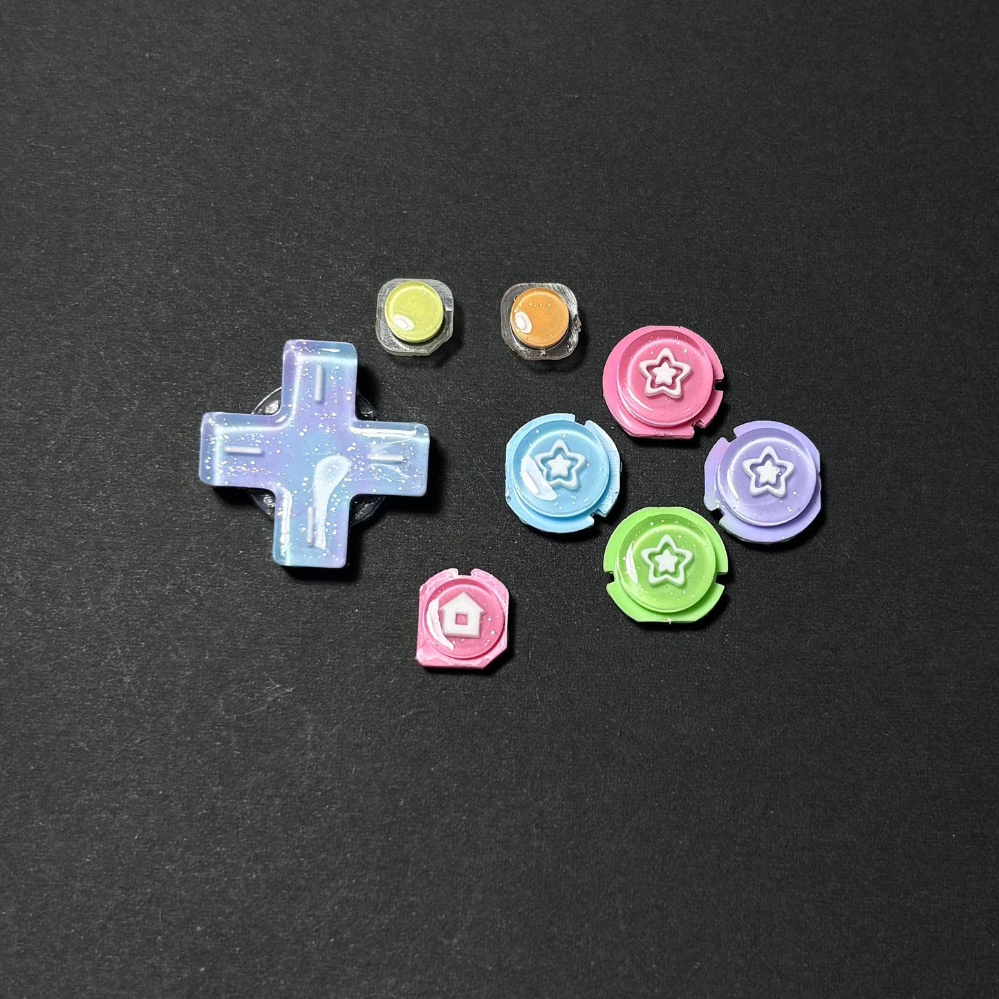 Rainbow Pearl Star Resin Buttons for New Nintendo 2DS XL