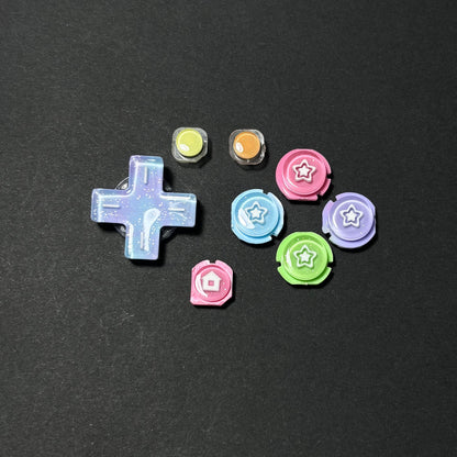 Rainbow Pearl Star Resin Buttons for New Nintendo 2DS XL