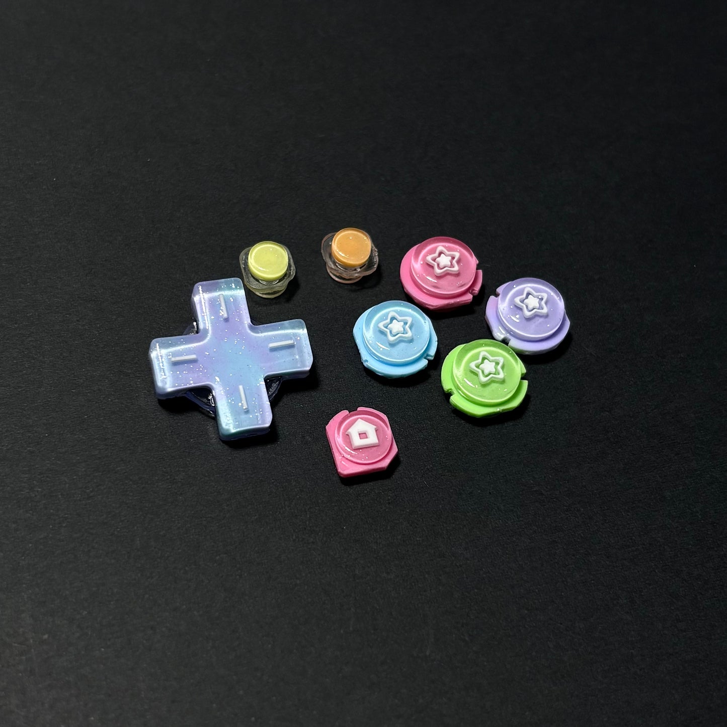 Rainbow Pearl Star Resin Buttons for New Nintendo 2DS XL