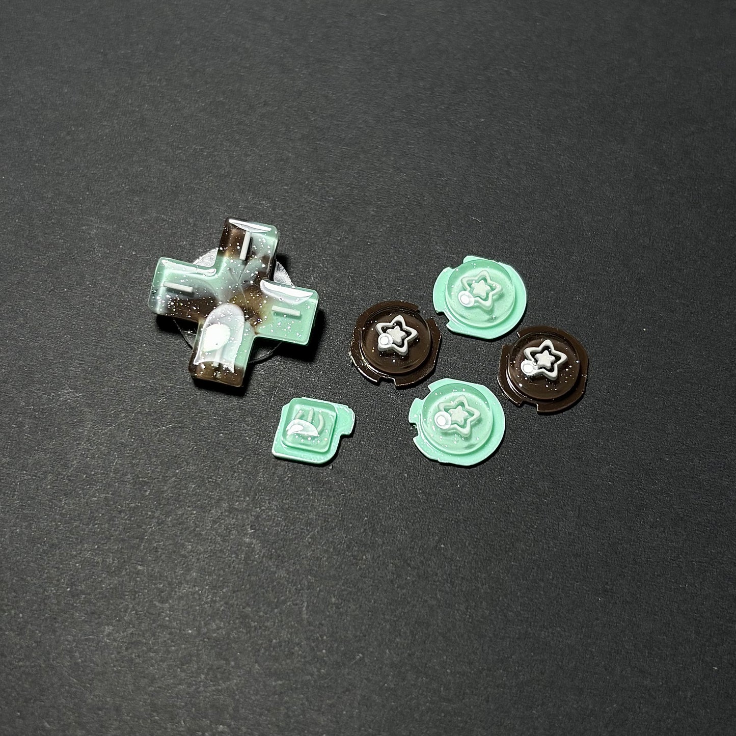 Mint Chocolate Star Resin Buttons for Nintendo 3DS