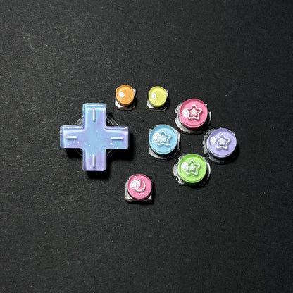 Rainbow Pearl Star Resin Buttons for Nintendo 2DS