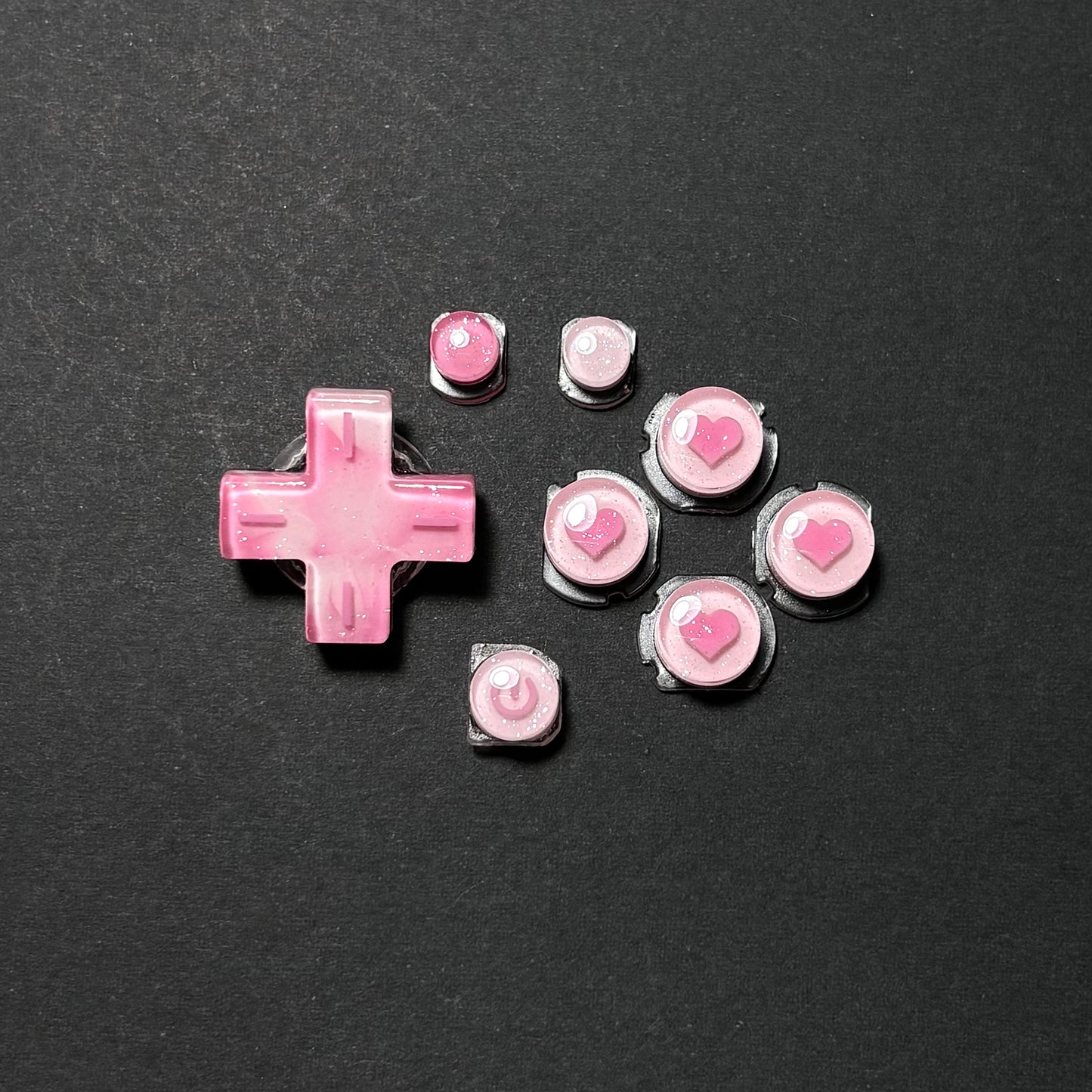 Pink Glitter Heart Buttons for Nintendo 2DS