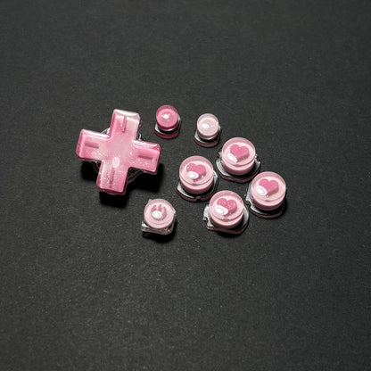 Pink Glitter Heart Buttons for Nintendo 2DS