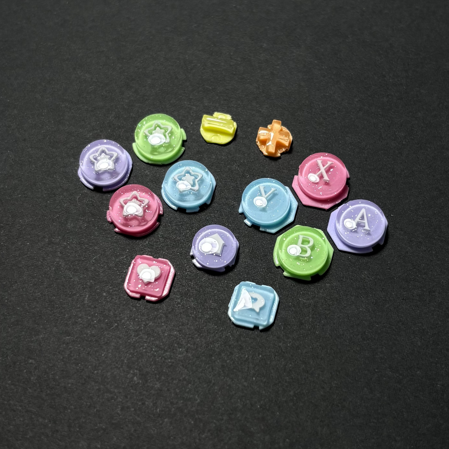 Rainbow Glitter Star Buttons for Nintendo Switch 2