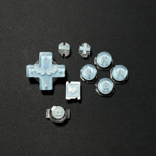 Blue Crystal Glitter Wing Buttons for Nintendo Switch Lite