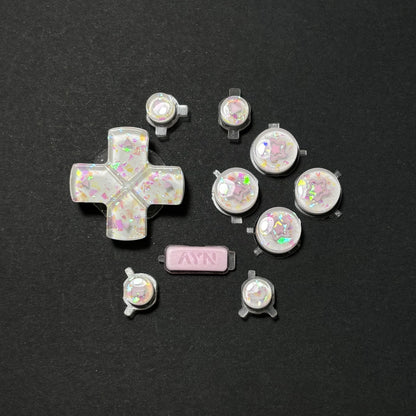 Pink Opal Star Buttons & Paw Thumbstick Caps for AYN Thor