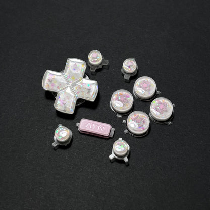 Pink Opal Star Buttons & Paw Thumbstick Caps for AYN Thor
