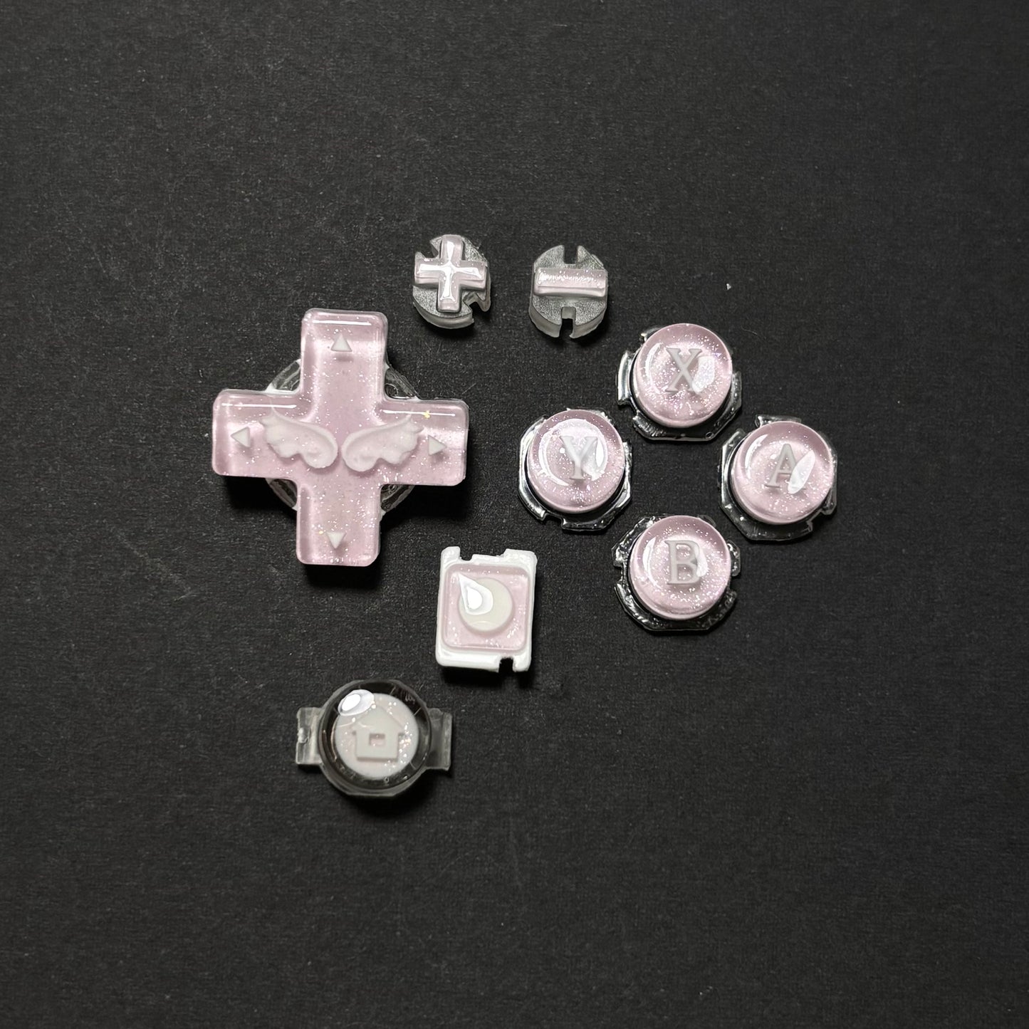 Pink Crystal Glitter Wing Buttons for Nintendo Switch Lite