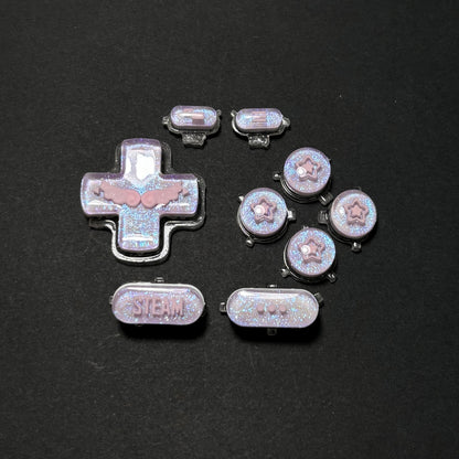 Pink & Purple Wing and Star Buttons with Blue Glitter for Steam Deck
