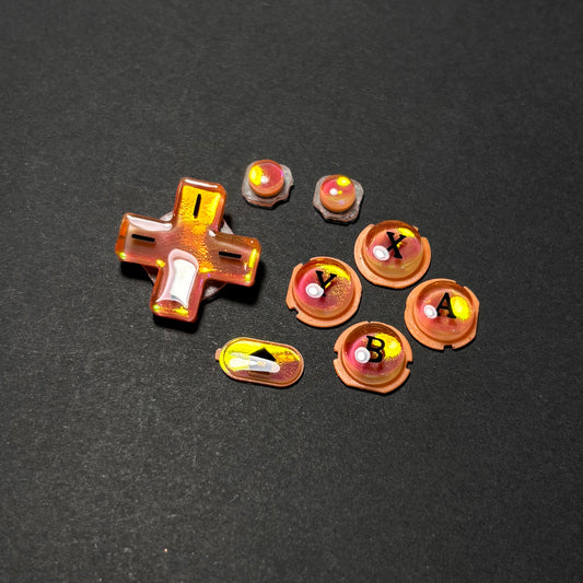 Transparent Orange Iridescent Buttons for New Nintendo 3DS XL