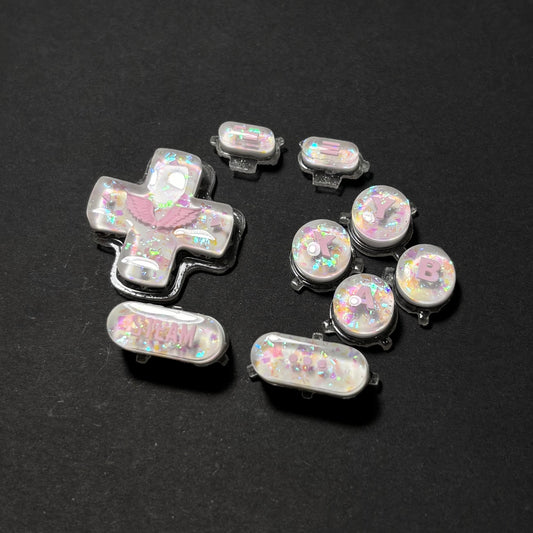 Milky White & Pink Opal Wing Buttons for Steam Deck
