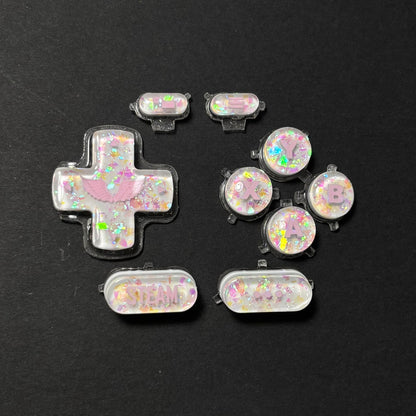 Milky White & Pink Opal Wing Buttons for Steam Deck