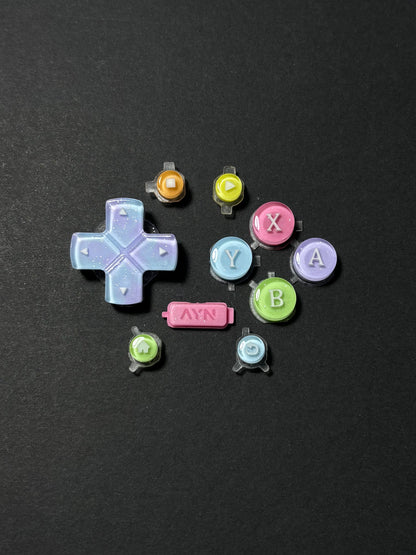 Rainbow Stardust Buttons & Holographic Star Thumbstick Caps for AYN Thor
