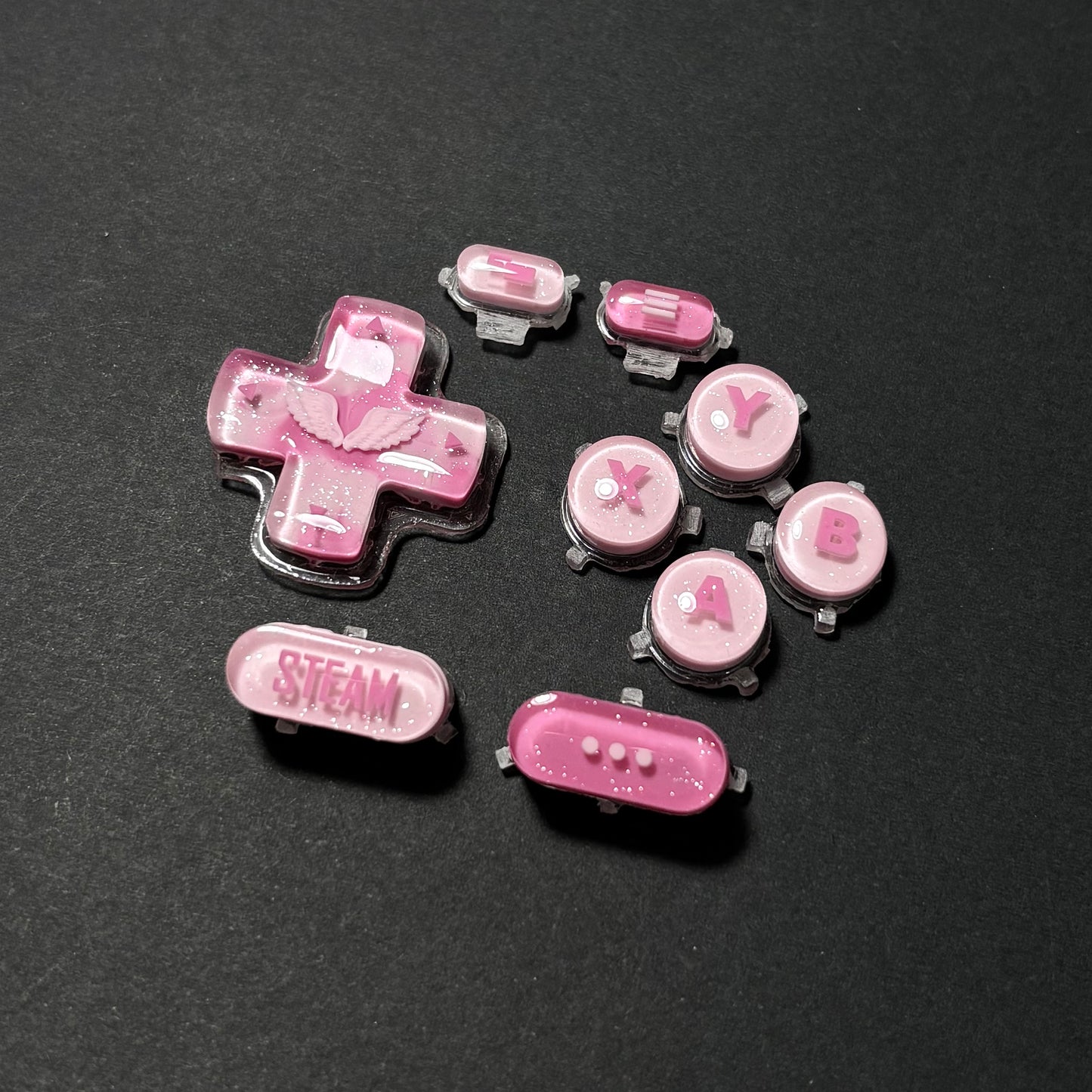 Pink Glitter Wing Buttons for Steam Deck