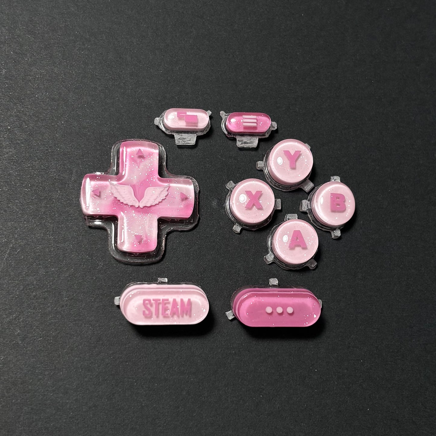 Pink Glitter Wing Buttons for Steam Deck