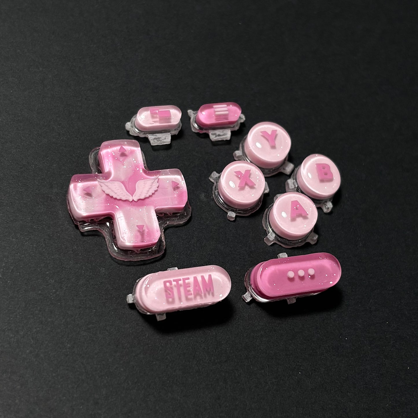 Pink Glitter Wing Buttons for Steam Deck