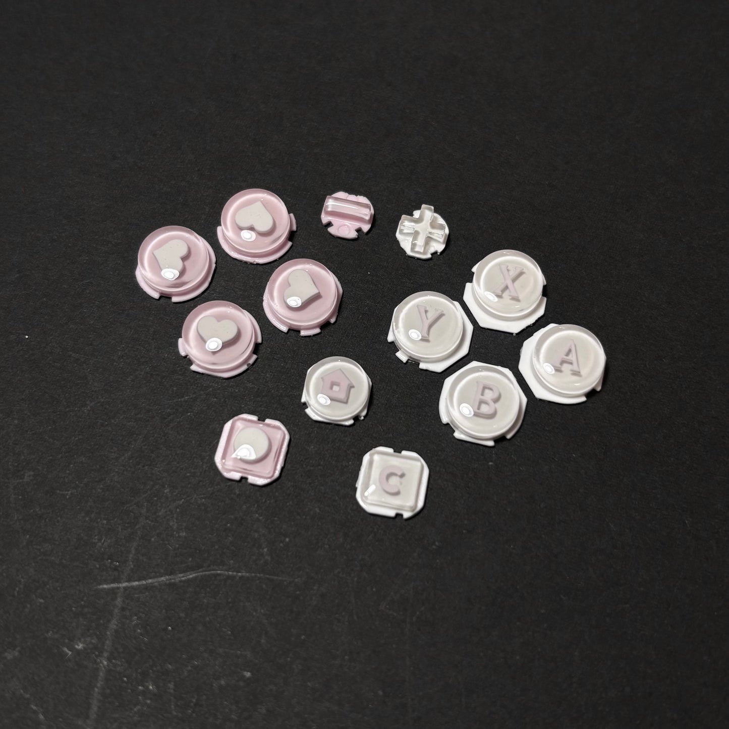 Pink & White Heart Contrast Resin Buttons for Switch 2