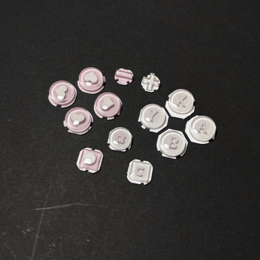 Pink & White Heart Contrast Resin Buttons for Switch 2