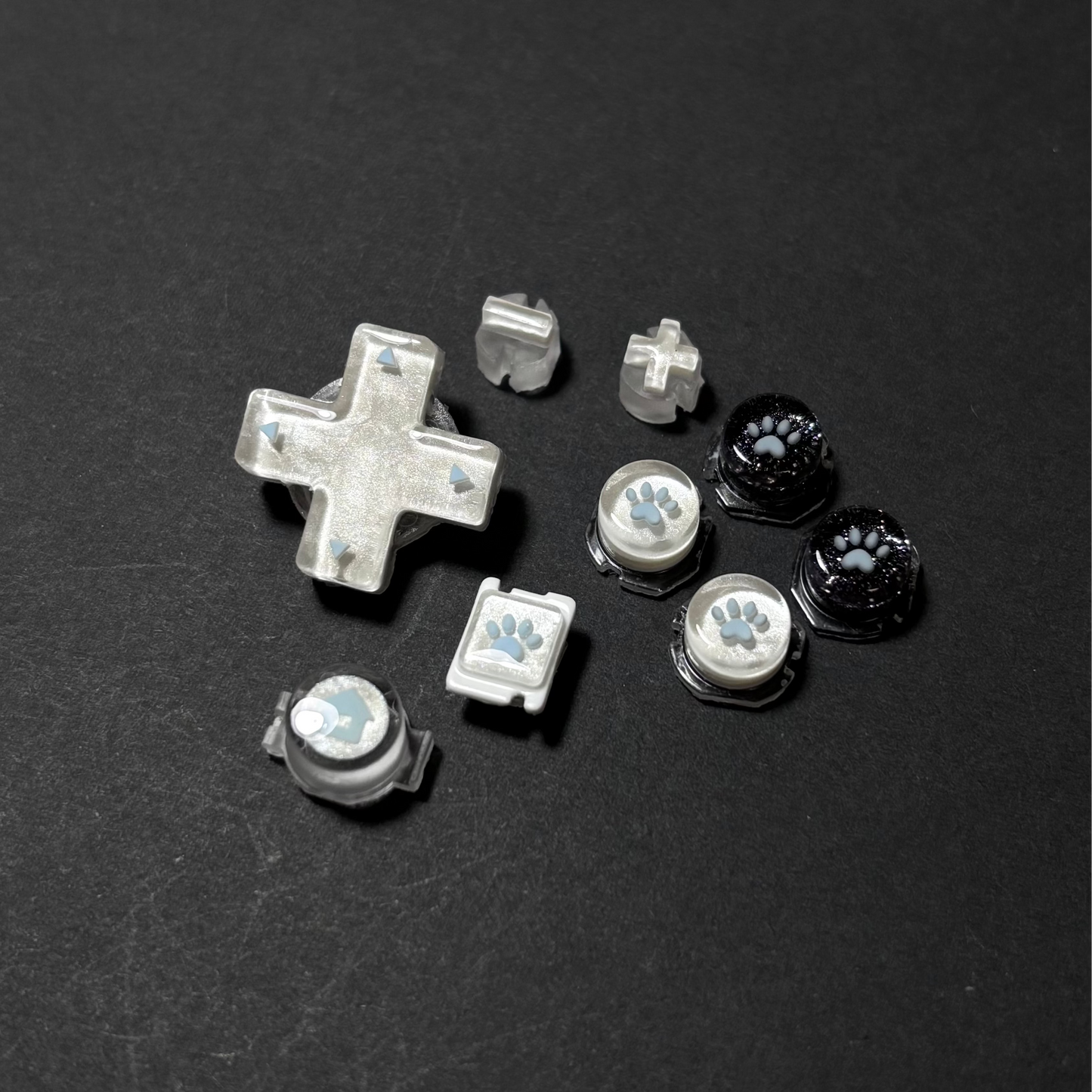 Black & White Pearl Paw Resin Buttons for Switch Lite