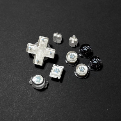 Black & White Pearl Paw Resin Buttons for Switch Lite
