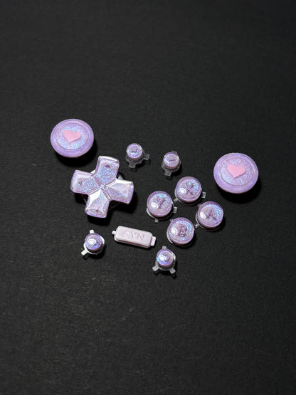 Lavender Dream Heart Buttons & Blue Sparkle Thumbstick Caps for AYN Thor