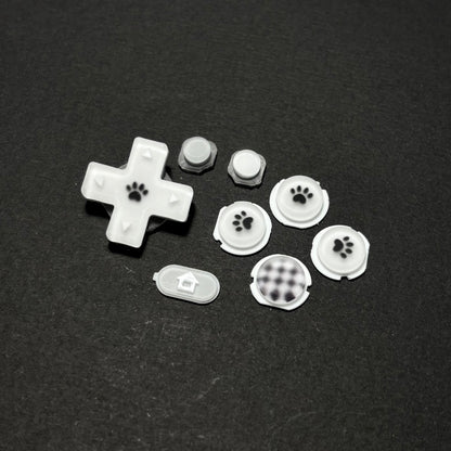 White Matte Paw & Checker Button Set for New 3DS XL