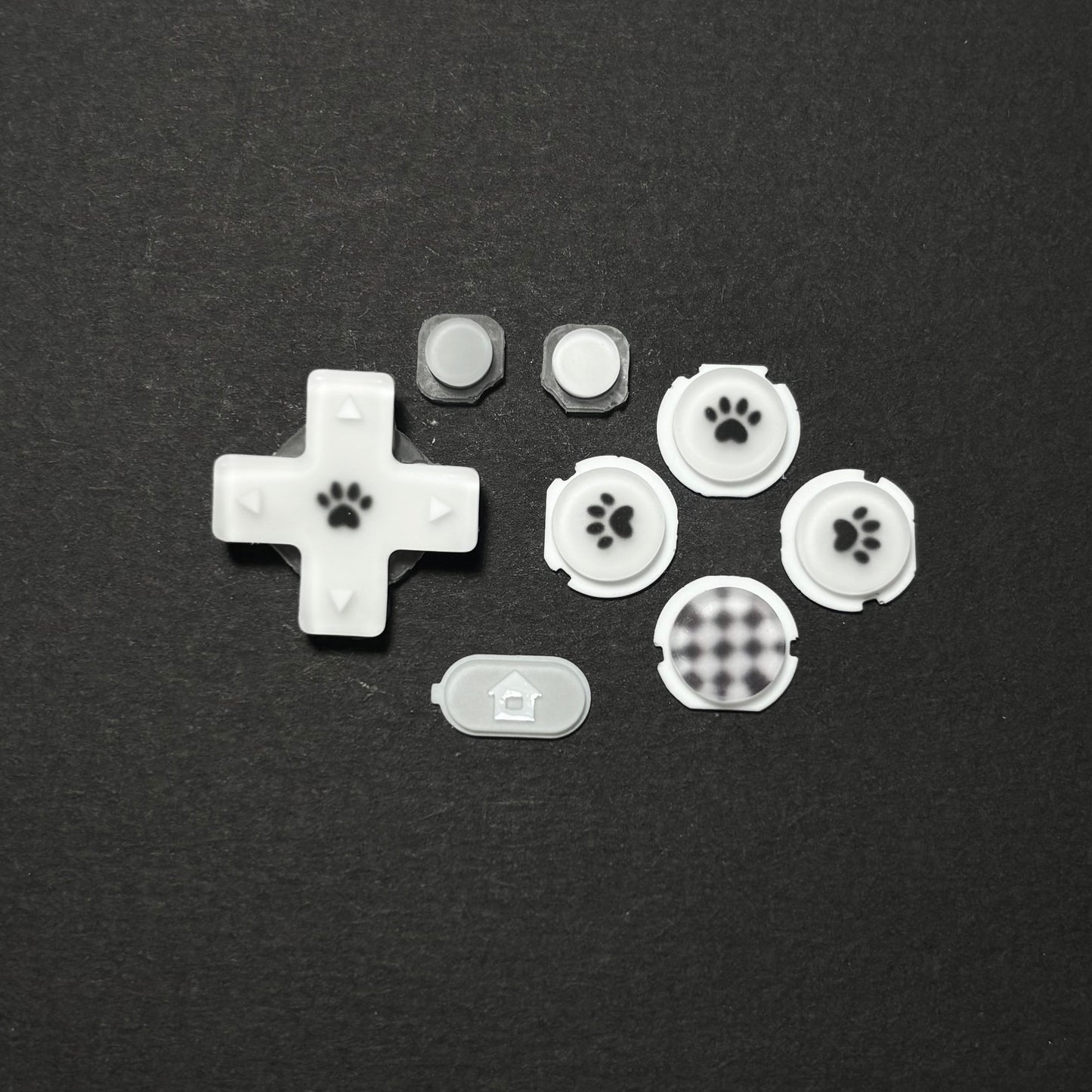 White Matte Paw & Checker Button Set for New 3DS XL