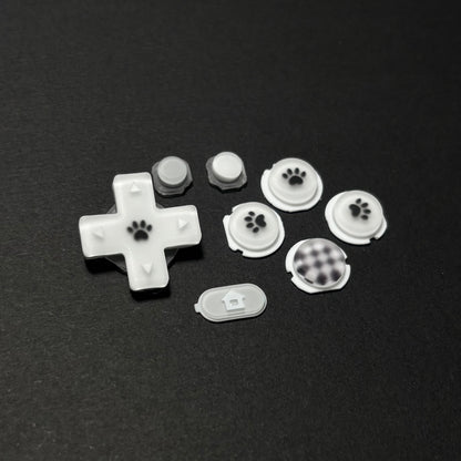 White Matte Paw & Checker Button Set for New 3DS XL